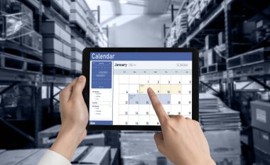 Calendar on computer software application for schedule planning for personal organizer and online business snugly
