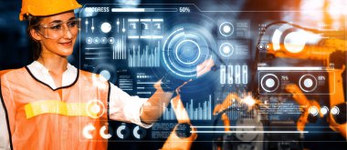 Dijital sanayi ve fabrika robotu teknolojisi için MLP Gelişmiş Robot Kol Sistemi. İnternet ağına bağlı IOT yazılımı kullanarak endüstri mühendisliği tarafından kontrol edilen otomasyon üretim robotu.