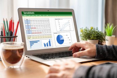 Spreadsheet document information financial startup concept. data and graphs in spreadsheet documents for online analysis project dashboard accounting digital snugly