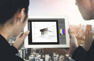 Mimari iş ve profesyonel tasarımcı için mimari tasarım modem yazılım uygulaması