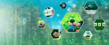 Yeşil işletme ESG yönetim aracı, gelecekteki konsept modelleme fikri biyolojik karbon atık döngüsü verileri ile uğraşırken iş, para, LCA vergisi ve kâr elde etmek amacıyla şehir yaşamının daha iyi bir günü için .