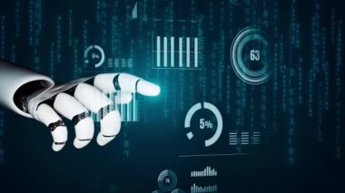 MLP Fütürist robot yapay zeka devrimci yapay zeka teknoloji geliştirme ve makine öğrenme kavramı. İnsan hayatının geleceği için küresel robot biyonik bilim araştırması. 3B görüntüleme grafiği