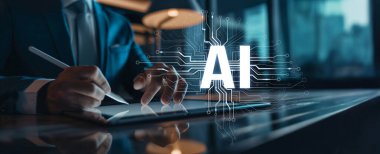 Yapay zeka mühendisliği, büyük veri ve yapay zeka makinesi kavramında yapay zeka beyin işlemcisiyle iş desteği için üretken yapay zeka kullanmayı öğrenen insan etkileşimi. EIDE