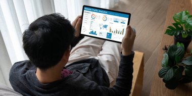Computer software for website traffic analytics data on computer screen. Concept of SEO search engine optimization and customer targeting for online business snugly
