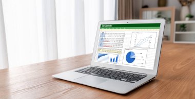 Spreadsheet document information financial startup concept. data and graphs in spreadsheet documents for online analysis project dashboard accounting digital snugly