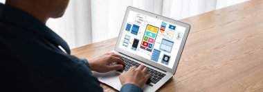 Model mobil uygulama ve web sitesi için UX UI tasarım süreci. Profesyonel uygulama geliştiricisi için kablo grafiğinin yaratıcı prototipi .
