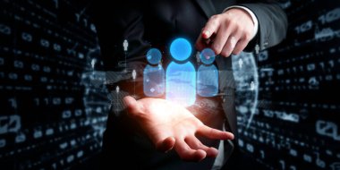 İş adamı ağ kurar, değerli bağlantılar kurar. Profesyonel ağı ve fırsatları genişletmek için etkili insanlar ağ stratejileri geliştiriyor.