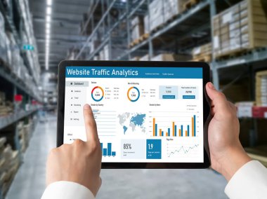 Computer software for website traffic analytics data on computer screen. Concept of SEO search engine optimization and customer targeting for online business snugly