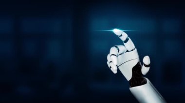 MLP Fütürist robot yapay zeka devrimci yapay zeka teknoloji geliştirme ve makine öğrenme kavramı. İnsan hayatının geleceği için küresel robotik RPA bilim araştırması. 3B görüntüleme grafiği.