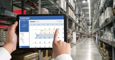 Calendar on computer software application for schedule planning for personal organizer and online business snugly