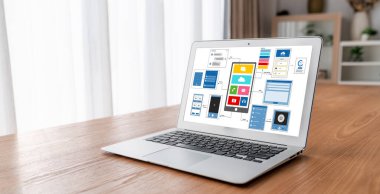 Model mobil uygulama ve web sitesi için UX UI tasarım süreci. Profesyonel uygulama geliştiricisi için kablo grafiğinin yaratıcı prototipi .