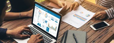 Computer software for website traffic analytics data on computer screen. Concept of SEO search engine optimization and customer targeting for online business snugly