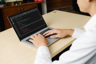 Model uygulama ve program kodlaması için bilgisayar ekranında yazılım geliştirme programlama