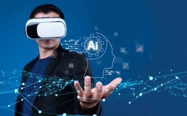 Yapay zeka mühendisliği, büyük veri ve yapay zeka makinesi kavramında yapay zeka beyin işlemcisiyle iş desteği için üretken yapay zeka kullanmayı öğrenen insan etkileşimi. Faas