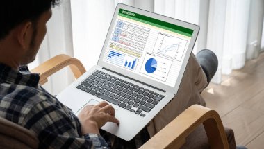 Spreadsheet document information financial startup concept. data and graphs in spreadsheet documents for online analysis project dashboard accounting digital snugly