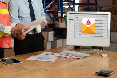 Cyber attacking concept. Malware alert showing on computer screen display scam and threat detection on computer system or online server to be removed snugly.