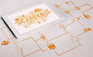 İnsan Kaynakları İşe Alma ve İnsan Ağı Konsepti. Modern grafik arayüzü profesyonel eleman alımlarını ve personel arayışlarını gösteriyor..