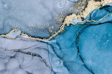 Mermer mürekkep soyut sanatının orijinal resmi. Örnek bir orjinal tablodan yüksek çözünürlüklü fotoğraf. Karargah kağıt dokusuna pürüzsüz mermer desen oluşturmak için soyut resim yapıldı.