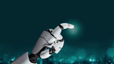 MLP Fütürist robot yapay zeka devrimci yapay zeka teknoloji geliştirme ve makine öğrenme kavramı. İnsan hayatının geleceği için küresel robotik RPA bilim araştırması. 3B görüntüleme grafiği.