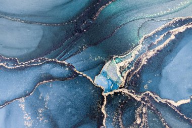 Mermer mürekkep soyut sanatının orijinal resmi. Örnek bir orjinal tablodan yüksek çözünürlüklü fotoğraf. Karargah kağıt dokusuna pürüzsüz mermer desen oluşturmak için soyut resim yapıldı.