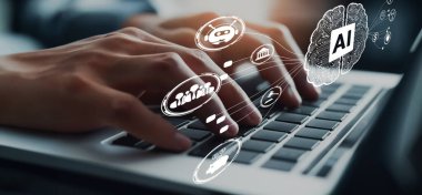 Yapay zeka mühendisliği, büyük veri ve yapay zeka makinesi kavramında yapay zeka beyin işlemcisiyle iş desteği için üretken yapay zeka kullanmayı öğrenen insan etkileşimi. EIDE