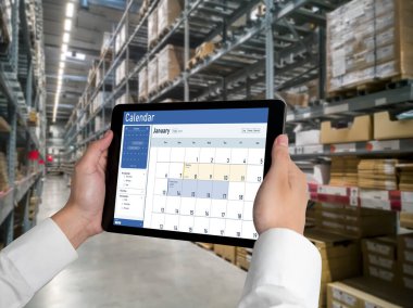 Calendar on computer software application for schedule planning for personal organizer and online business snugly
