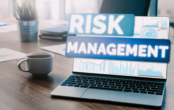 stock image Risk Management and Assessment for Business Investment Concept. Modern interface showing symbols of strategy in risky plan analysis to control unpredictable loss and build financial safety. uds