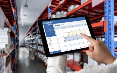 Calendar on computer software application for schedule planning for personal organizer and online business snugly