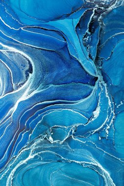 Mermer mürekkep soyut sanatının orijinal resmi. Örnek bir orjinal tablodan yüksek çözünürlüklü fotoğraf. Karargah kağıt dokusuna pürüzsüz mermer desen oluşturmak için soyut resim yapıldı.