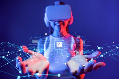 Yapay zeka mühendisliği, büyük veri ve yapay zeka makinesi kavramında yapay zeka beyin işlemcisiyle iş desteği için üretken yapay zeka kullanmayı öğrenen insan etkileşimi. EIDE