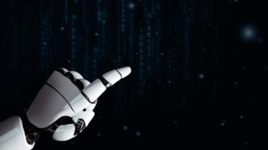 MLP Fütürist robot yapay zeka devrimci yapay zeka teknoloji geliştirme ve makine öğrenme kavramı. İnsan hayatının geleceği için küresel robotik RPA bilim araştırması. 3B görüntüleme grafiği.