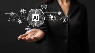 Yapay zeka mühendisliği, büyük veri ve yapay zeka makinesi kavramında yapay zeka beyin işlemcisiyle iş desteği için üretken yapay zeka kullanmayı öğrenen insan etkileşimi. Faas