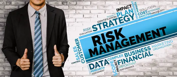 stock image Risk Management and Assessment for Business Investment Concept. Modern interface showing symbols of strategy in risky plan analysis to control unpredictable loss and build financial safety. uds