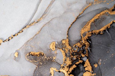 Mermer mürekkep soyut sanatının orijinal resmi. Örnek bir orjinal tablodan yüksek çözünürlüklü fotoğraf. Karargah kağıt dokusuna pürüzsüz mermer desen oluşturmak için soyut resim yapıldı.