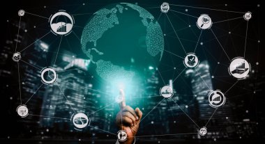 İş ve Finans Konsepti Veri Analizi. Dijital iş stratejisi için gelecekteki kar analitik bilgisayar teknolojisini, çevrimiçi pazarlama araştırma ve bilgi raporunu gösteren arayüz. uds