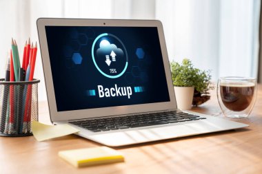 Yedek Depolama Verisi İnternet Teknolojisi İş Konsepti. Veritabanı depolama teknolojisi dosya aktarım paylaşımı, siber, büyük veri bilgileri, internet bankacılığı uygulaması indirme işlemi kolayca yapılır