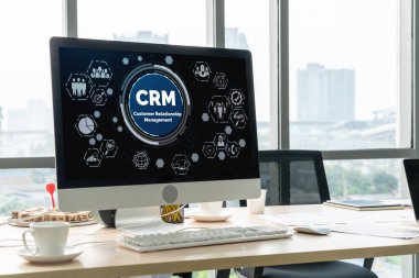 CRM işletme ve işletme için modern bilgisayarda müşteri ilişkileri yönetim sistemi
