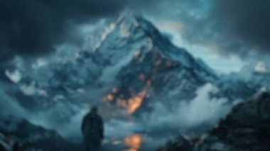 Bulutlu gökyüzü ile huzurlu dağ çayırı manzarasının bulanık arkaplanı. Yüksek çözünürlüklü manzara fotoğrafçılığı. Bahar ve doğal güzellik kavramı. Çevre kampanyaları için tasarım. Aktar.