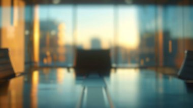 Bulanık arka plan, masa başında bitki olan modern ofis içi. Fabrikalı bir işyeri. Modern işyeri ve ofis dekorasyonu konsepti. Poster, duvar kâğıdı ve afiş için tasarım. Aktar.