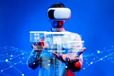 Yapay zeka mühendisliği, büyük veri ve yapay zeka makinesi kavramında yapay zeka beyin işlemcisiyle iş desteği için üretken yapay zeka kullanmayı öğrenen insan etkileşimi. EIDE