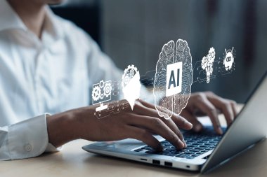 Yapay zeka mühendisliği, büyük veri ve yapay zeka makinesi kavramında yapay zeka beyin işlemcisiyle iş desteği için üretken yapay zeka kullanmayı öğrenen insan etkileşimi. Faas