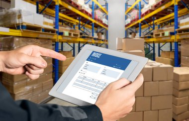 Muhasebe uygulamasından gelen fatura bilgisayar ekranında. Şirket işlerinin finans ve bütçesi için bilgisayar programı. Rahatça..