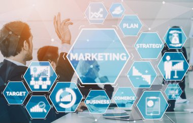 Çevrimiçi İş Konsepti için Dijital Pazarlama Teknolojisi Çözümü - Sosyal medya üzerinden dijital reklam platformu üzerinde çevrimiçi pazar tanıtım stratejisinin analitik diyagramını gösteren grafik arayüzü. uds