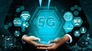 Küresel İş Büyümesi için 5G İletişim Teknolojisi Kablosuz İnternet Ağı, Sosyal Medya, Dijital E-ticaret ve Eğlence Evi Kullanımı. uds