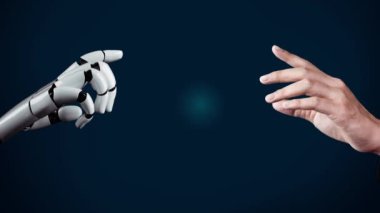 MLP Fütürist robot yapay zeka devrimci yapay zeka teknoloji geliştirme ve makine öğrenme kavramı. İnsan hayatının geleceği için küresel robot biyonik bilim araştırması. 3B görüntüleme grafiği