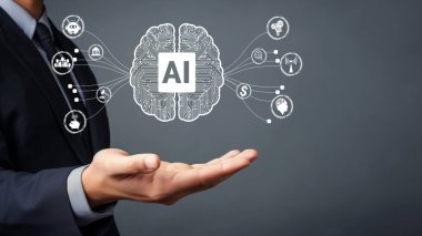 Yapay zeka mühendisliği, büyük veri ve yapay zeka makinesi kavramında yapay zeka beyin işlemcisiyle iş desteği için üretken yapay zeka kullanmayı öğrenen insan etkileşimi. Faas