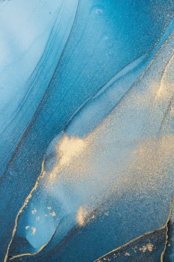 Mermer mürekkep soyut sanatının orijinal resmi. Örnek bir orjinal tablodan yüksek çözünürlüklü fotoğraf. Karargah kağıt dokusuna pürüzsüz mermer desen oluşturmak için soyut resim yapıldı.