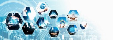 İletişim teknolojisi, akıllı bağlantı IOT ve insan ağ teknolojisi kavramı. Güvenli internet ağına ve bulut hesaplama sunucusuna bağlanmak için bağlantı aygıtı kullanan insanlar vexel