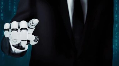 MLP Fütürist robot yapay zeka devrimci yapay zeka teknoloji geliştirme ve makine öğrenme kavramı. İnsan hayatının geleceği için küresel robot biyonik bilim araştırması. 3B görüntüleme grafiği