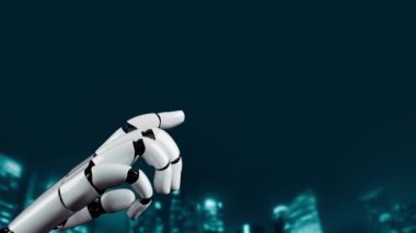 MLP Fütürist robot yapay zeka devrimci yapay zeka teknoloji geliştirme ve makine öğrenme kavramı. İnsan hayatının geleceği için küresel robot biyonik bilim araştırması. 3B görüntüleme grafiği
